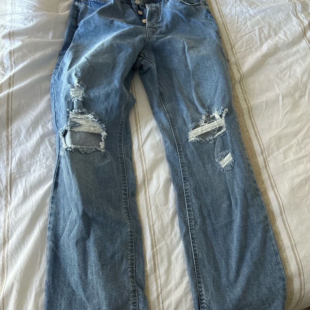 Wild Fable Distressed Light Blue Straight Leg Jeans